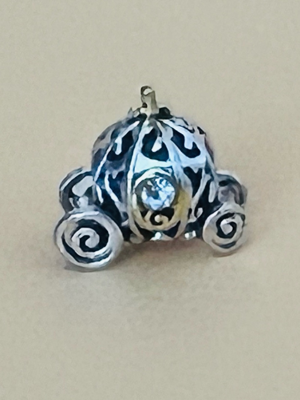 Bracelet charm stamped .925 clear CZ Silver Disney